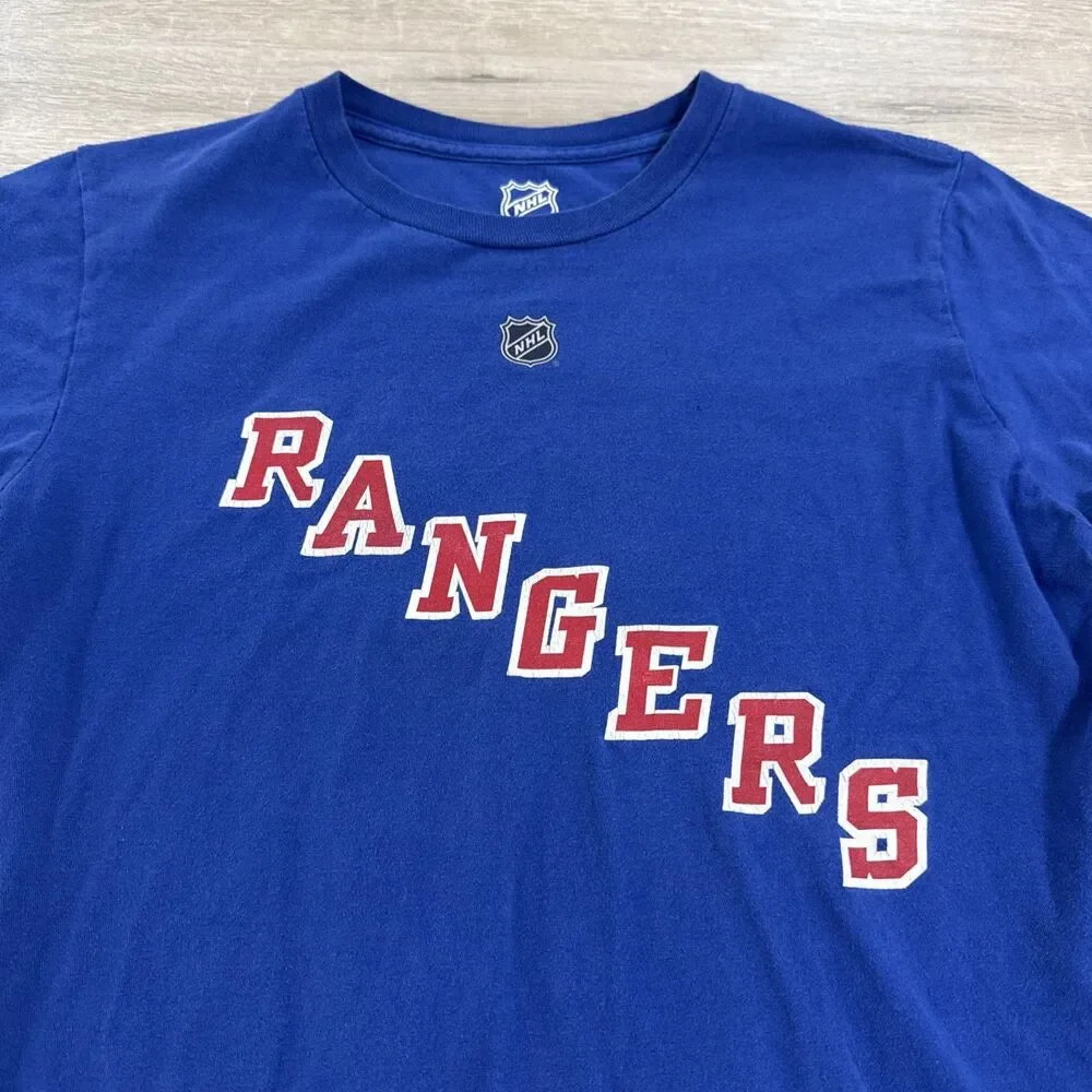 Mats Zuccarello Shirt New York Rangers NHL Boys Blue Large 14-16 Cotton
